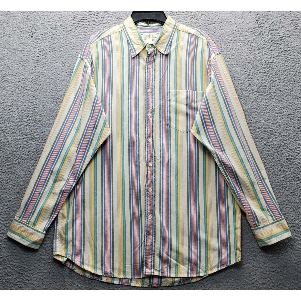 Vintage J.Crew Shirt Mens XLT Multicolor Striped Oarsmen Long Sleeve Button Down